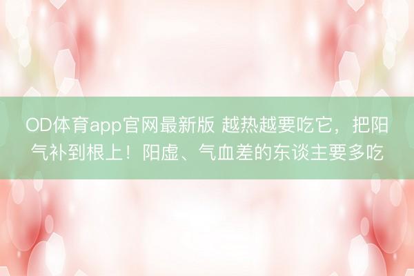 OD体育app官网最新版 越热越要吃它,把阳气补到根上!阳虚、气血差的东谈主要多吃
