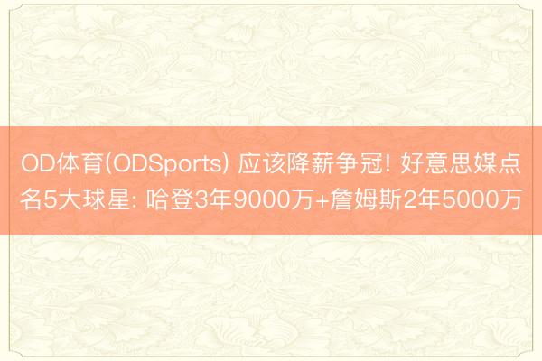 OD体育(ODSports) 应该降薪争冠! 好意思媒点名5大球星: 哈登3年9000万+詹姆斯2年5000万
