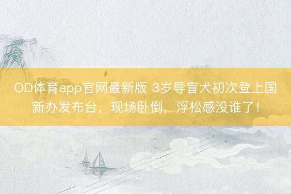 OD体育app官网最新版 3岁导盲犬初次登上国新办发布台,现场卧倒,浮松感没谁了!