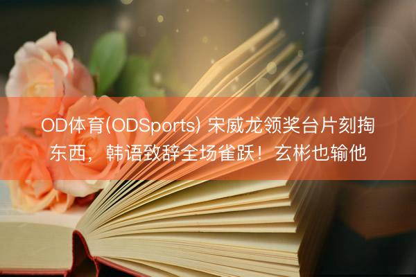 OD体育(ODSports) 宋威龙领奖台片刻掏东西，韩语致辞全场雀跃！玄彬也输他